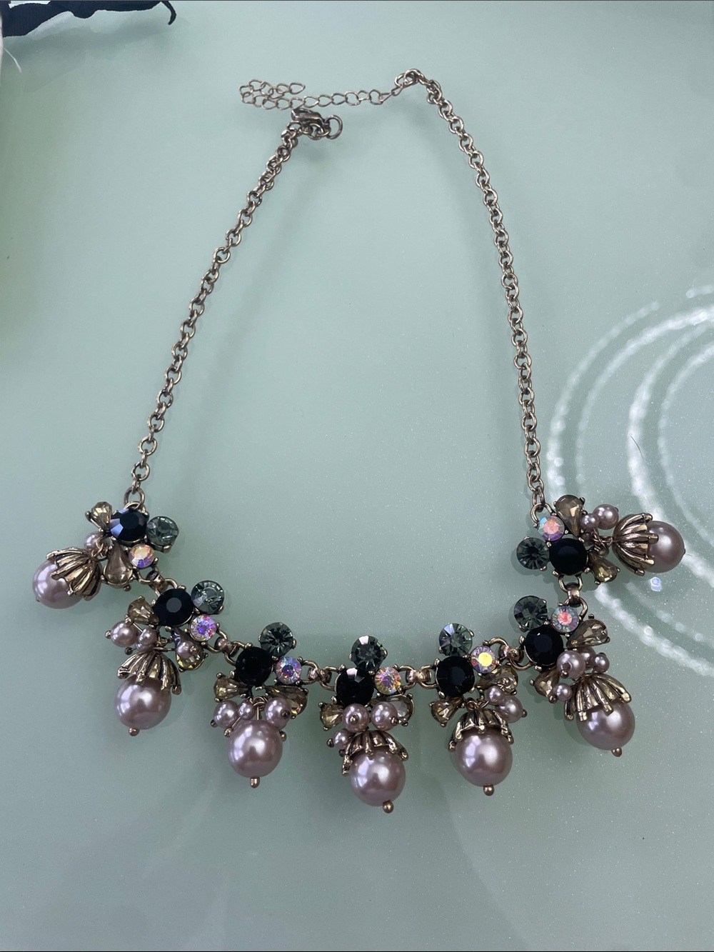 White House Black Market Beaded lavender and rhinestone necklace